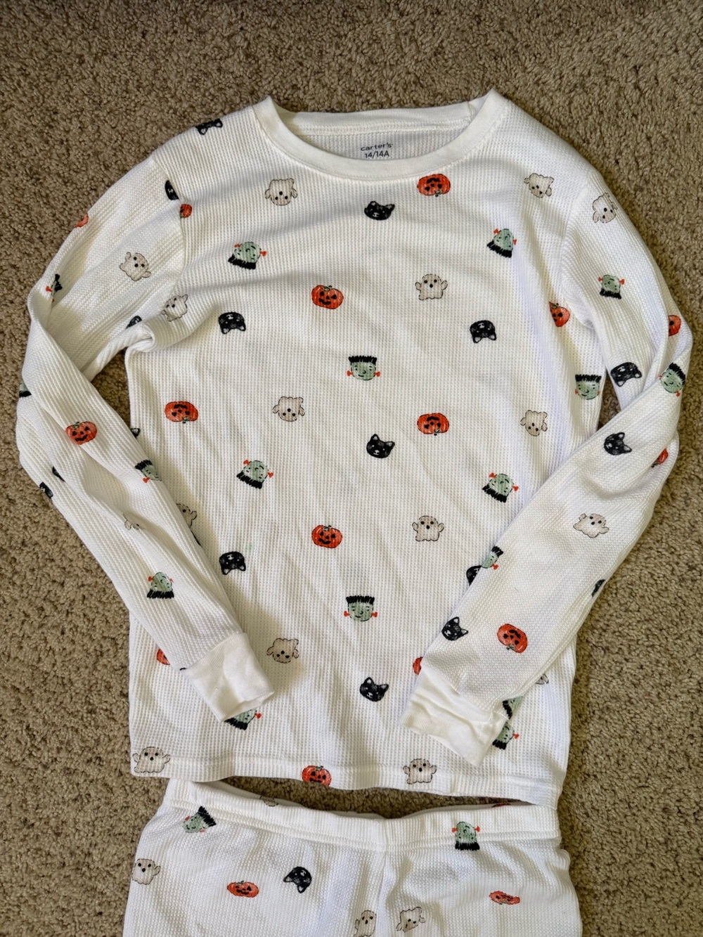 Carter's White Long-Sleeve Halloween Top with Ghosts & Pumpkins